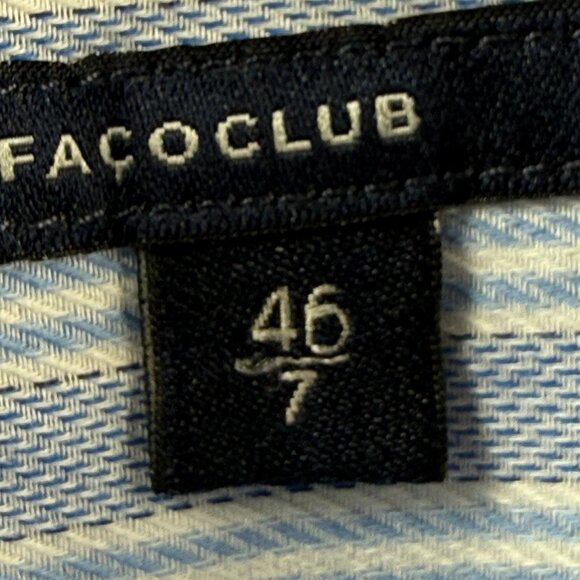 Faconnable Striped 7 Cotton Club Blue Pocket Men Shirt Button Up Long Sleeve - Picture 13 of 14